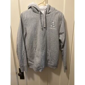 Walt Disney World Mickey Gray‎ Jacket Fleece Sherpa Lined Full Zip Hoodie Large